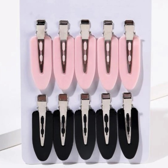 10 pc. Simple Black & Pink Hair Clip Set - NWT